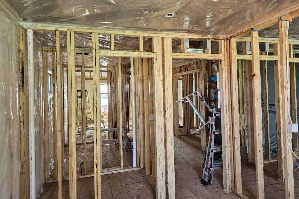 the wood framing of a home under construction