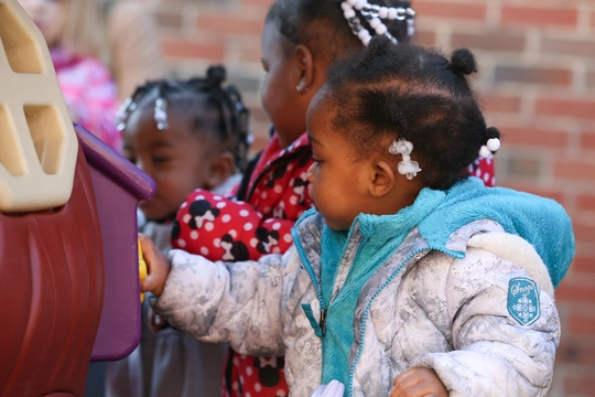 Girls playing outside