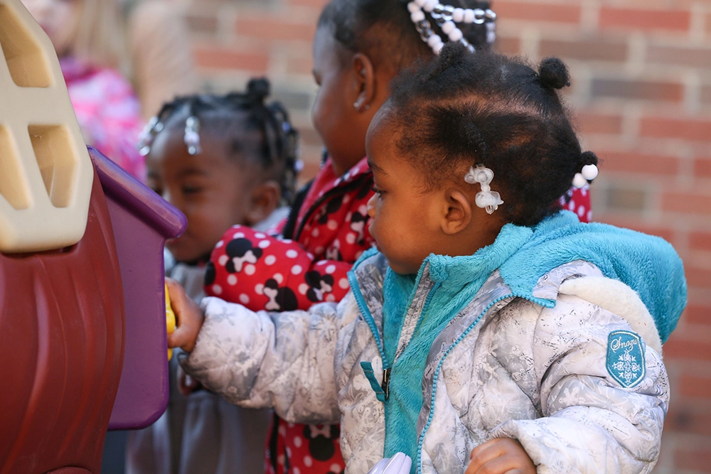 Girls playing outside