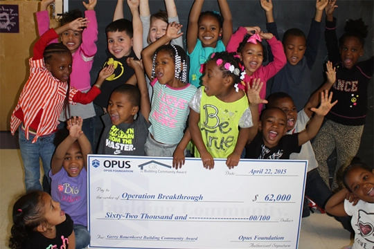 Operation Breakthrough Building Community Award Winner Check Presentation