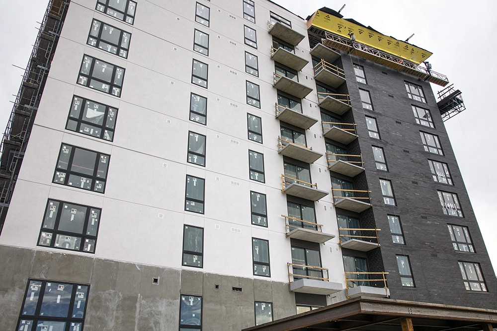 exterior of apartment building under construction