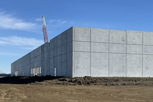 Exterior of industrial building under construction