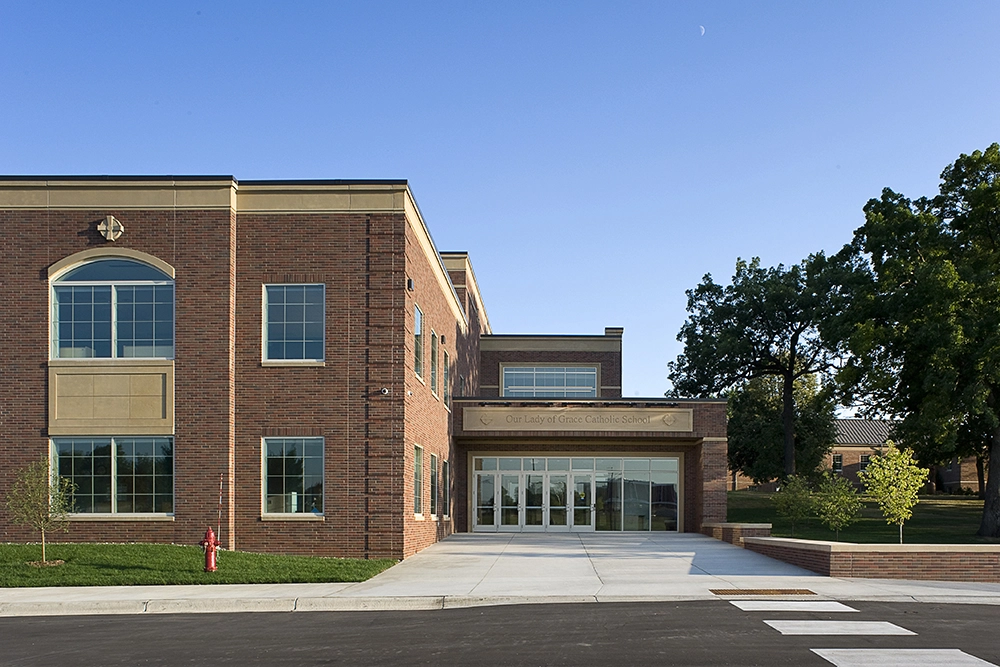 exterior of entrance of institutional building