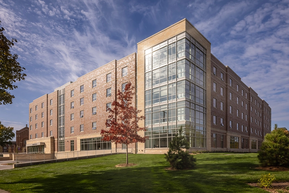 exterior of University of St Thomas Tommie North Residence Hall