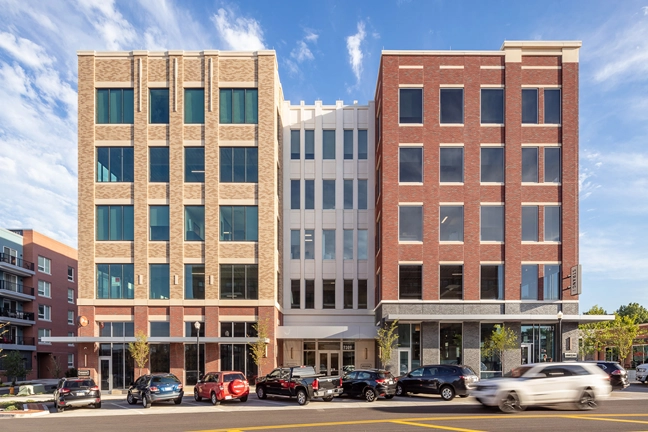 Exterior of Edison District in Overland Park, Kansas, by The Opus Group