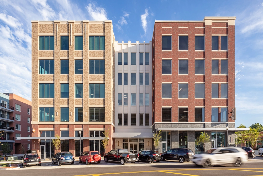 Exterior of Edison District in Overland Park, Kansas, by The Opus Group