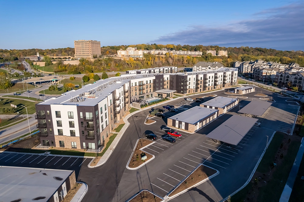 aerial view of apartment building