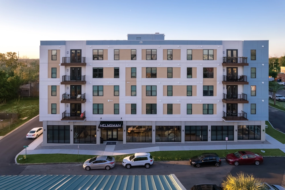 aerial view of the front of residential building